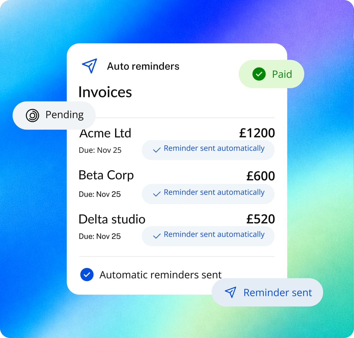 Automated invoice reminders preview